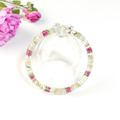 バラ ローズ ブレスレット バングル 薔薇 フラワー キラキラ