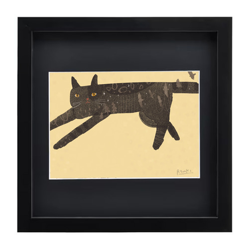 額装絵画【2Lサイズ】黒猫のなかに在る空 ※フレーム色変更可（白