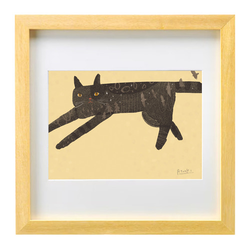 額装絵画【2Lサイズ】黒猫のなかに在る空 ※フレーム色変更可（白