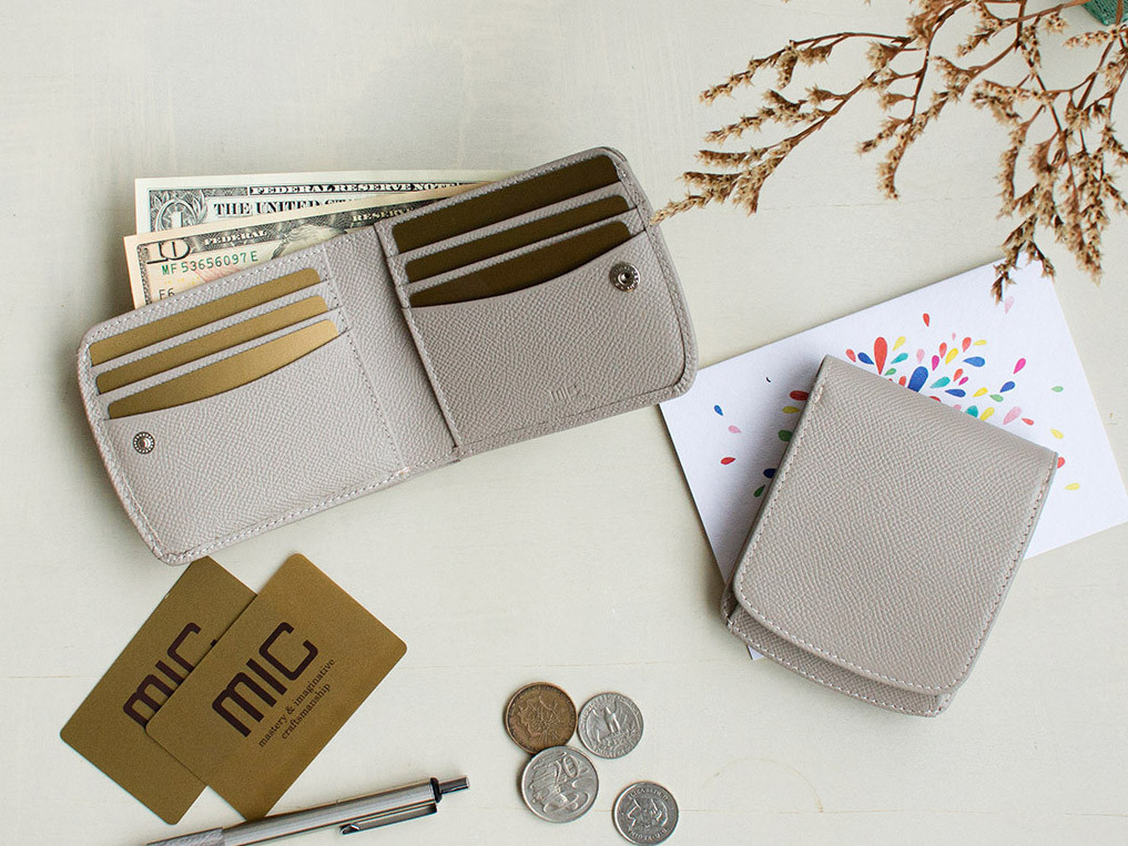 刻印可】小銭が取り出しやすい　 外ボックス小銭入れ付き二つ折り財布　MH0373