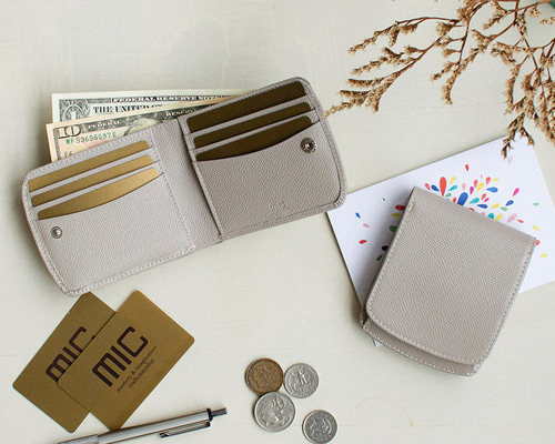 刻印可】小銭が取り出しやすい 外ボックス小銭入れ付き二つ折り財布