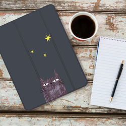黒猫 幸せ 気分 になる 猫 の イラスト   iPadケース ペン収納 軽量 4枚目の画像
