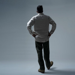 【wafu】中厚 リネン プルオーバーシャツ ポケット 男女兼用/亜麻ナチュラルt035f-amn2 4枚目の画像