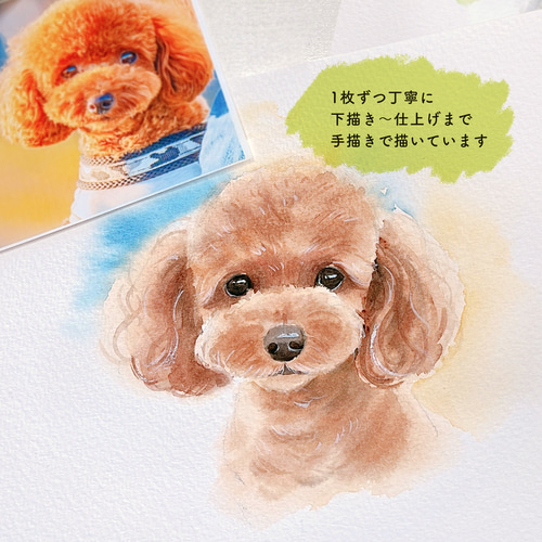 手描きペット似顔絵【はがき.L判.2L判】ぬくもり溢れる水彩イラスト