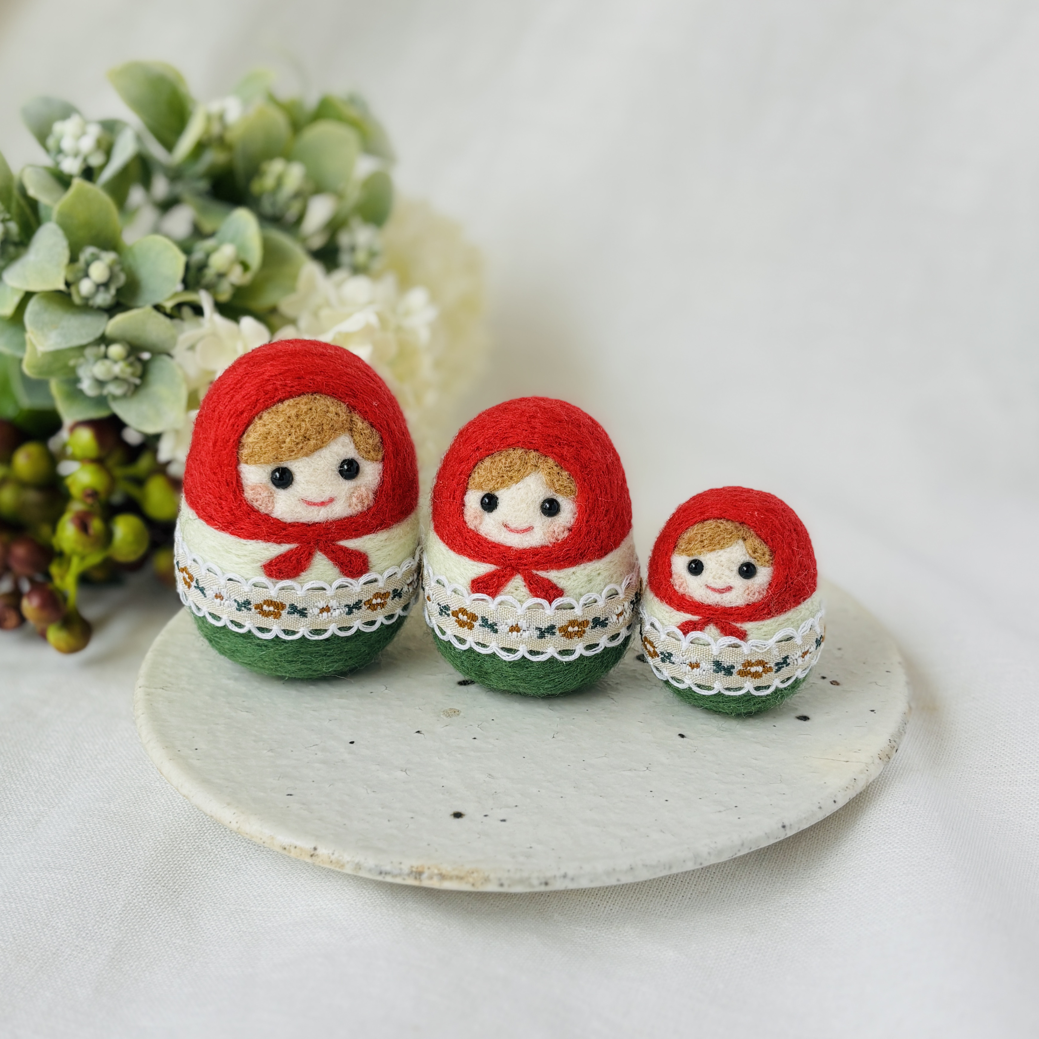 マトリョーシカ 3人娘 ☆羊毛フェルト 羊毛フェルト blue moon