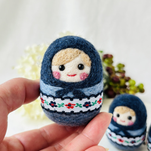 マトリョーシカ 3人娘 ☆羊毛フェルト 羊毛フェルト blue moon