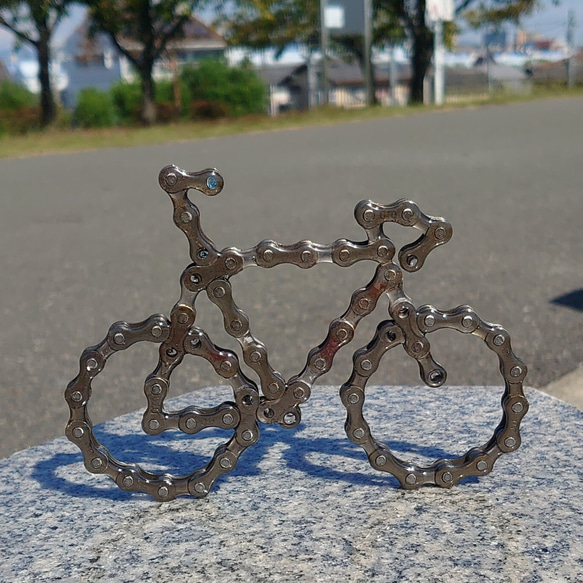 自転車チェーンインテリア・ミニチュア ロードバイク風 [透明/ハガキ