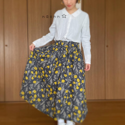 リネン花柄スカート(yellow) 1枚目の画像