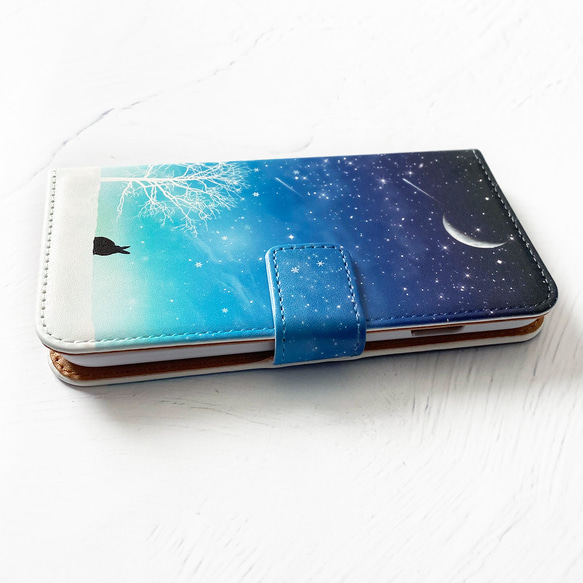 Winter Starry Sky/Wolves Notebook Type iPhone Case 智能手機殼 兼容所有型號 第3張的照片