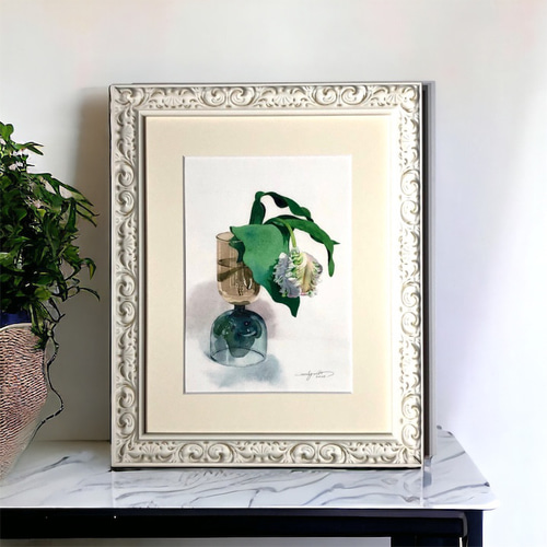 即納可】A5サイズの絵ハガキにぴったりなホワイトフレーム 絵画 AYAKO