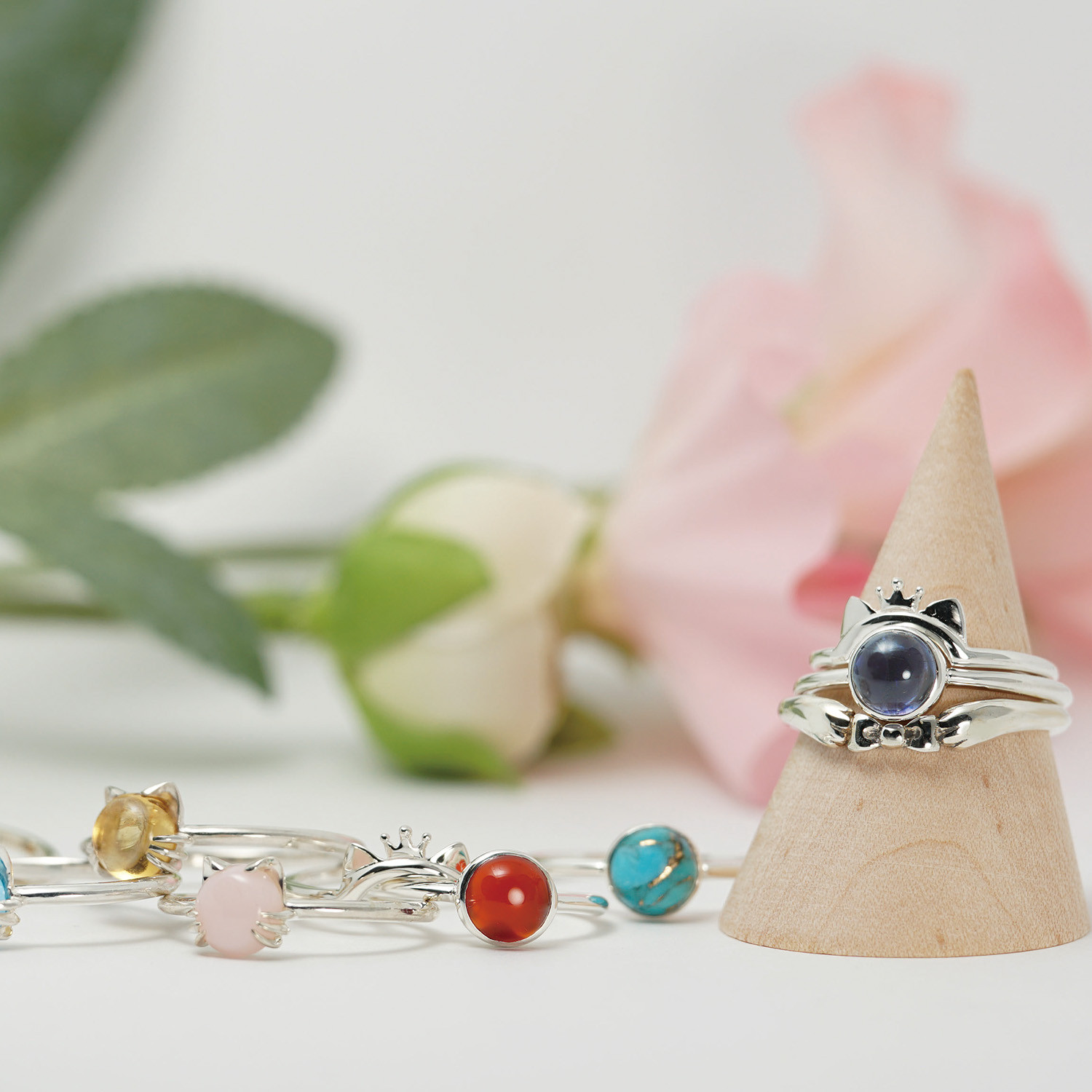 ハンドメイド アクセサリーセット B Blue Cat 羊 ミニチュア ペンダント ネックレス シルバー925
