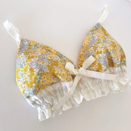 国産綿100％生地*ふんどしパンツ＆ブラセット*黄色小花柄*ショーツ