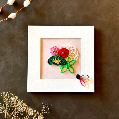 水引お正月松竹梅飾りミニフレーム タペストリー・壁掛け tomoemon