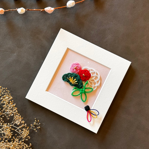 水引お正月松竹梅飾りミニフレーム タペストリー・壁掛け tomoemon