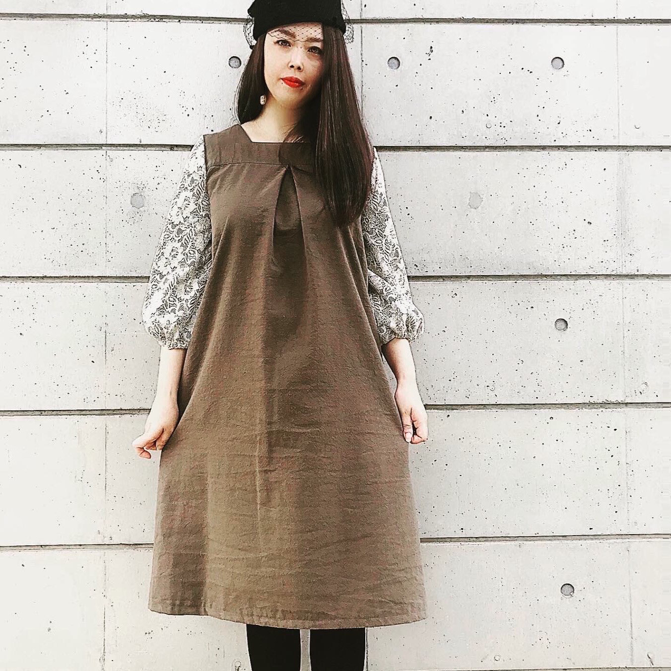 ■10日内発送■【再販】「トーションレースを贅沢に。」可憐に揺れる。ぽわん袖ワンピース。 リネン ワンピ 花柄 冬