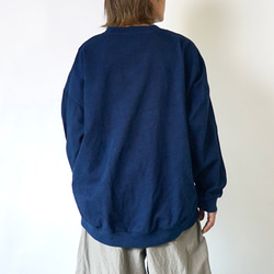 Sashiko 梭織圓形運動衫/海軍藍/三河棉 第3張的照片
