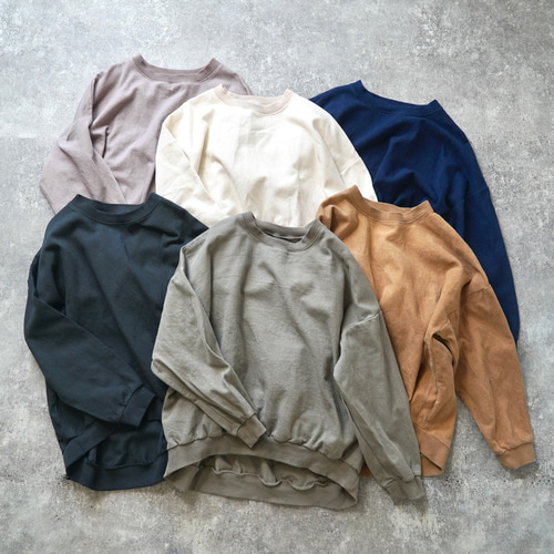 刺し子織ラウンドトレーナー/ネイビー/三河木綿 スウェット