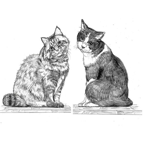 原画】黒猫ちゃん、桜の下で… パステルアート イラスト ちびcafe