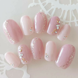 完成品】Sサイズ/ダイヤモンドネイル/大人可愛いラメフレンチ
