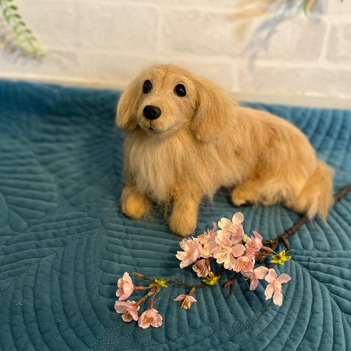 羊毛フェルト 犬 ミニチュアダックスフンド 受注制作】おとママの羊毛フェルト ミニチュアダックスフンド