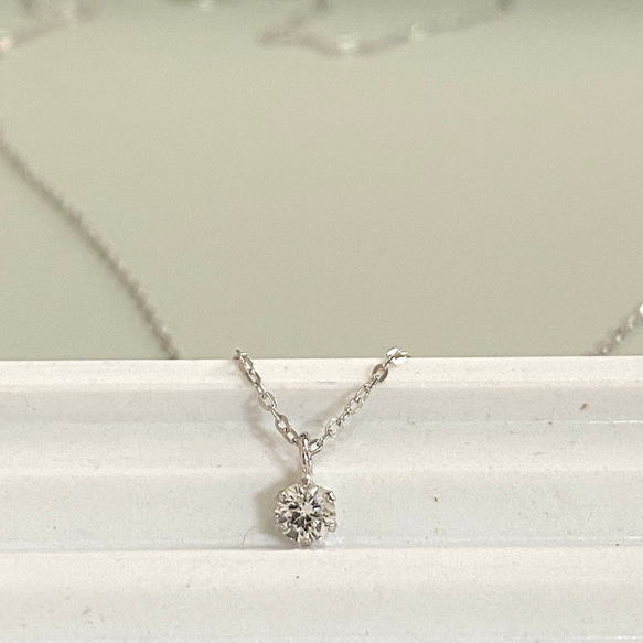 プラチナ 一粒ダイヤ ネックレス 0.1ct 一粒 pt 小粒 華奢 ダイヤモンド PT900 1枚目の画像