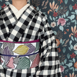 ナチュラルな風合いのチェック柄木綿着物 着物 花鹿 kajika 通販