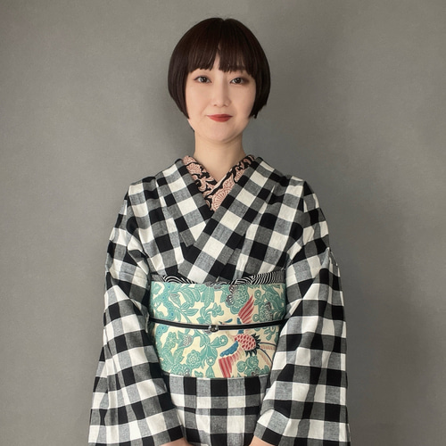 ナチュラルな風合いのチェック柄木綿着物 着物 花鹿 kajika 通販