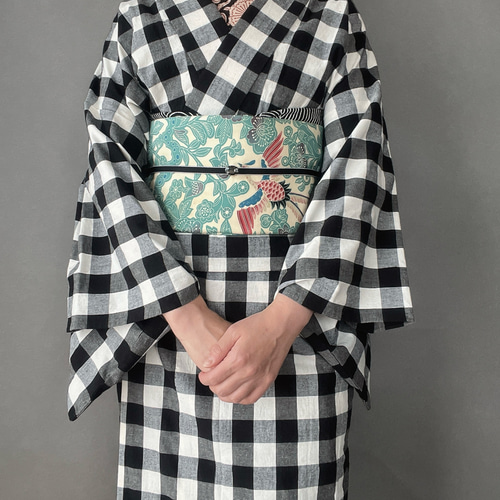 ナチュラルな風合いのチェック柄木綿着物 着物 花鹿 kajika 通販