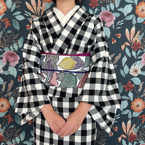 ナチュラルな風合いのチェック柄木綿着物 着物 花鹿 kajika 通販