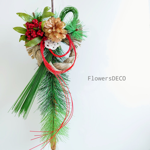 重ね松【松三種・万両・梅細工】2026年仕様しめ縄飾り 『超早割お正月