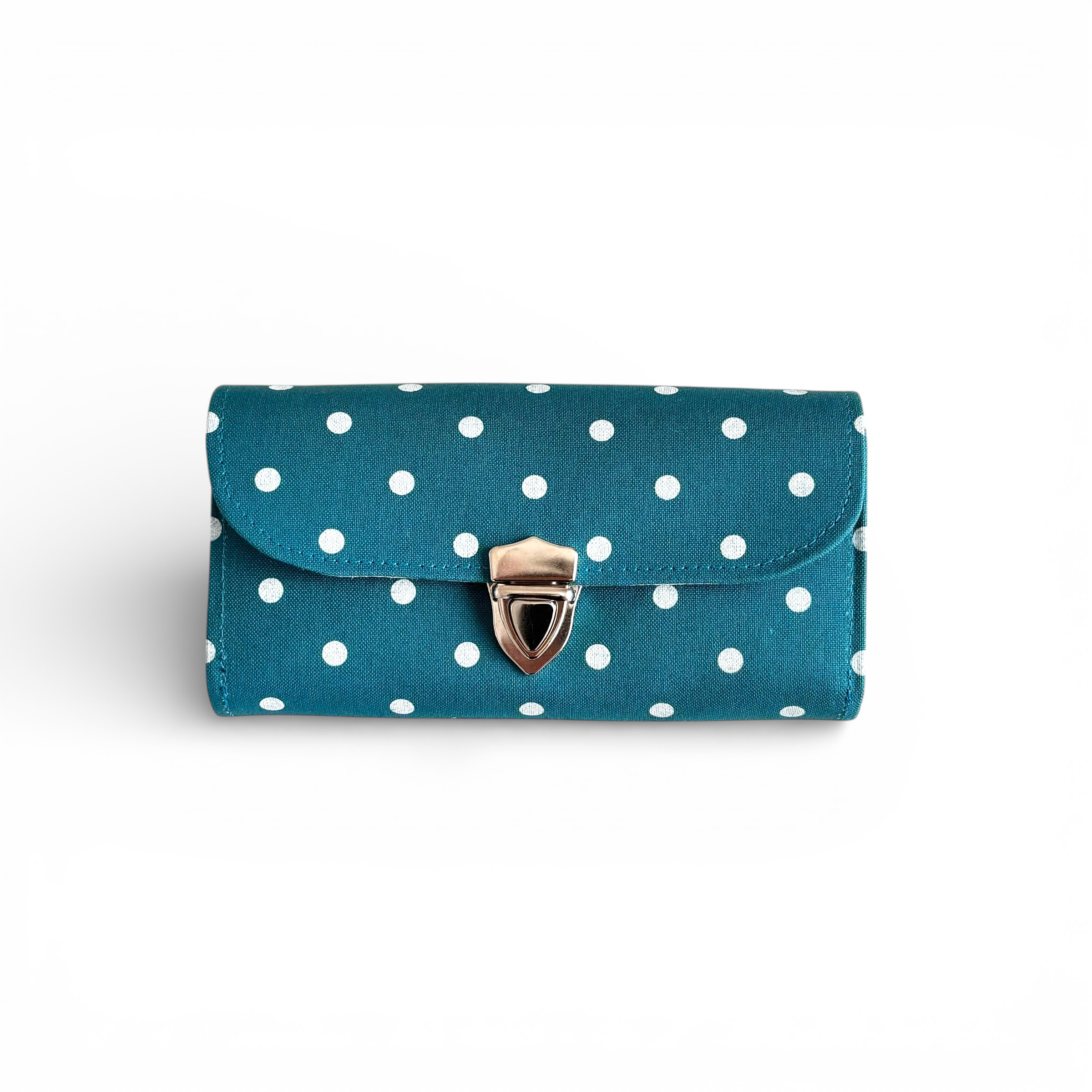 【改良型】家計やりくり財布/水玉ターコイズブルー