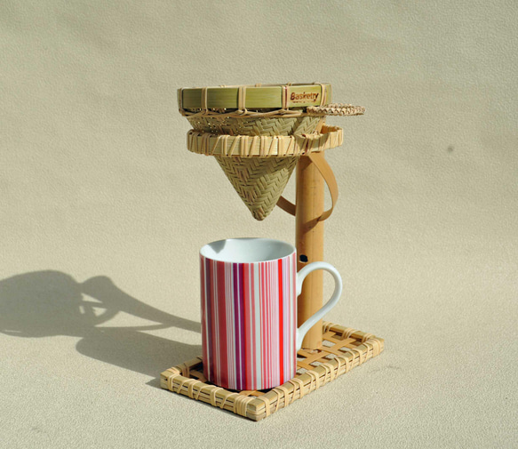 竹細工網代編み コーヒードリッパー 円錐形 2～4杯用 ドリップスタンド