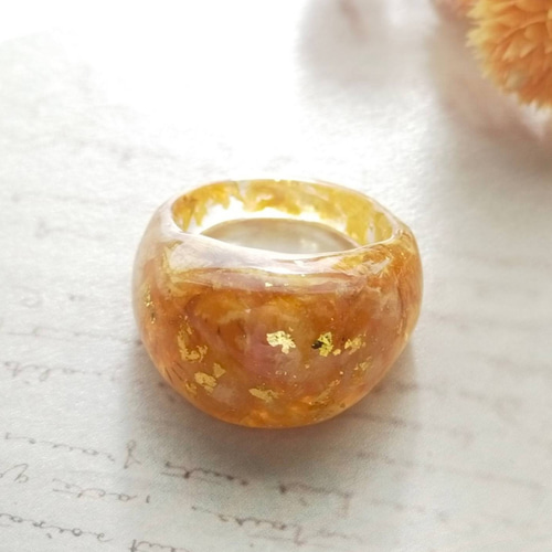 金柑の果実のぽってりリング 黄色〜 オレンジ リング 指輪 フルーツ