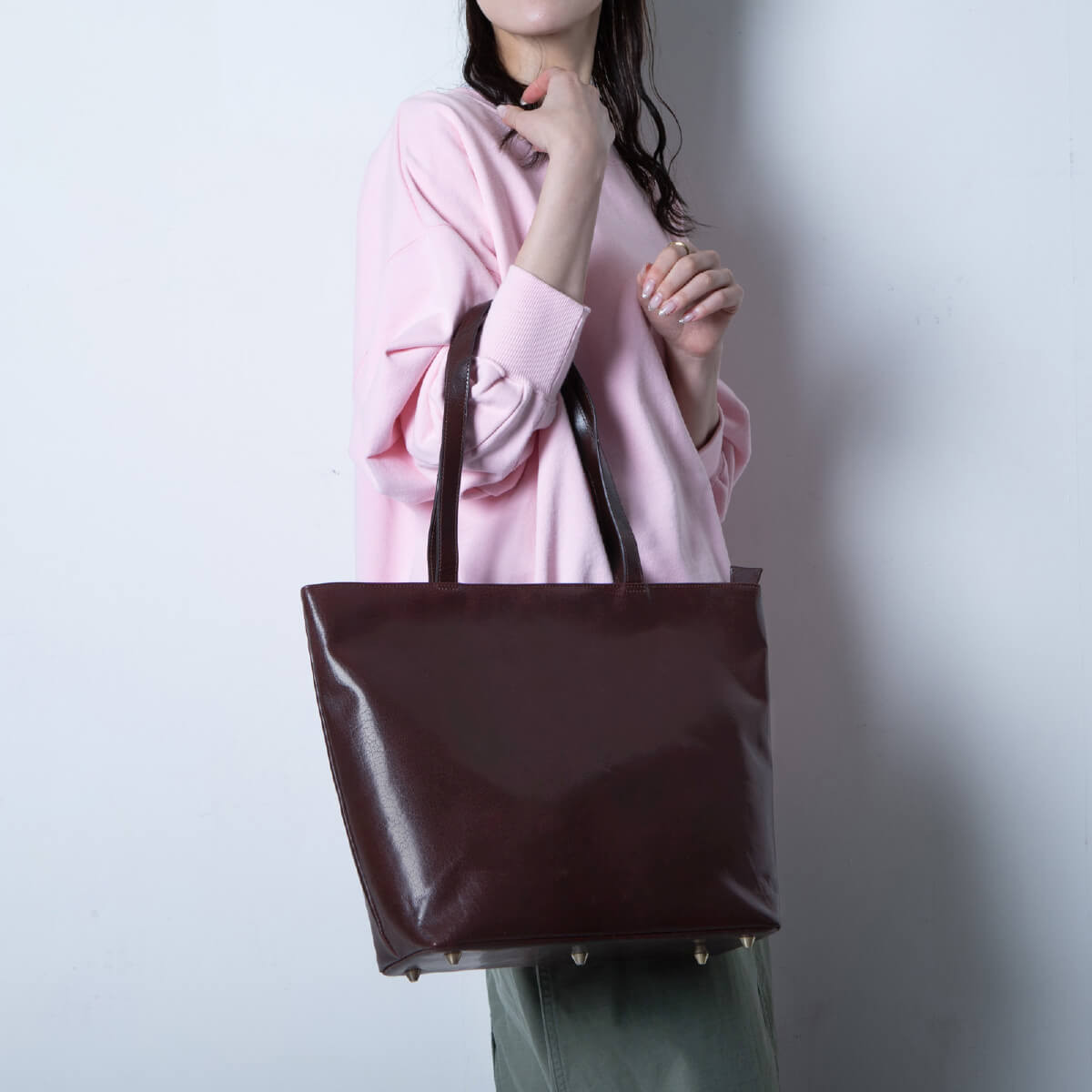 ★新品★1002 【無条件保証付】ハンドメイド　ヌメ本革　トート　ブラック
