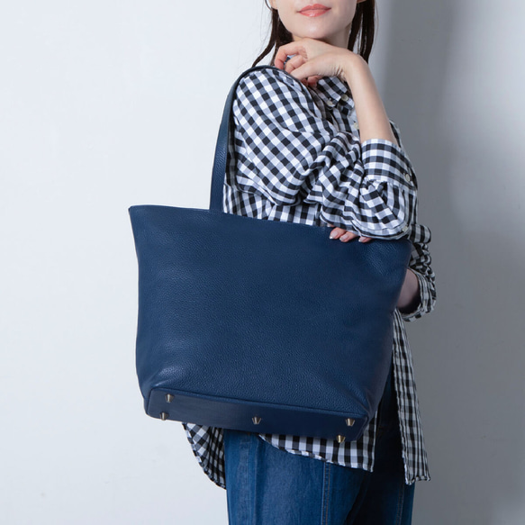 MANIUNO ビッグトートバッグ　ネイビー MANIUNO ECCO LEATHER トートバッグ(L) 商品｜THE BAGMANIA