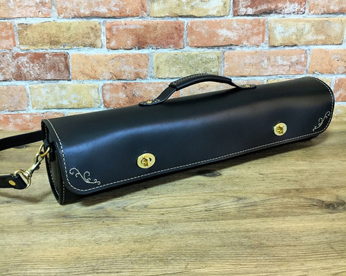 フルートケースカバー／シンプルなデザインの革バッグ オイルレザー