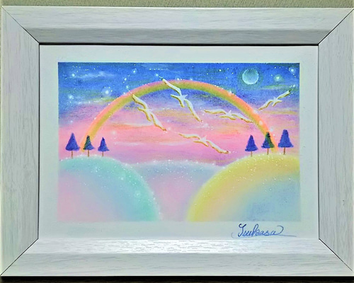 moon wolf ハンドメイドパステル画　絵画アート原画 moon wolf ハンドメイドパステル画 絵画アート原画 moon wolf