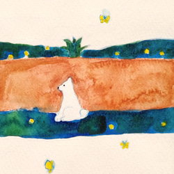 原画「柔らかな午後」 水彩イラスト　犬　※木製額縁入り 4枚目の画像