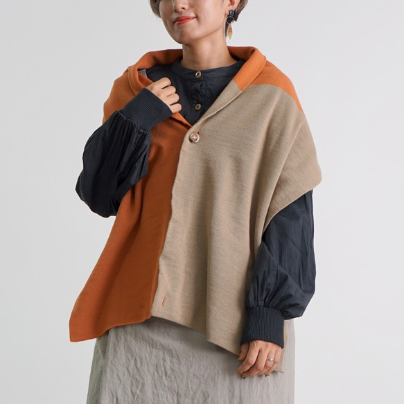 七變圍脖雨披/南瓜橙/針織 來自 Mikawa 第4張的照片