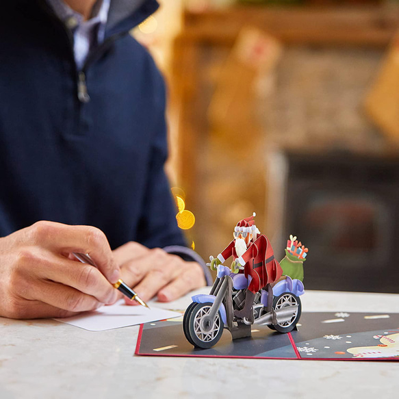 ポップアップグリーティングカード　 Santa Biker 3枚目の画像