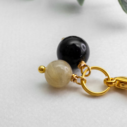 仕事や商売の成功と安定 モリオン黒水晶 ルチルクォーツ チャーム イヤホンジャック 変更可能 c-214s 2枚目の画像