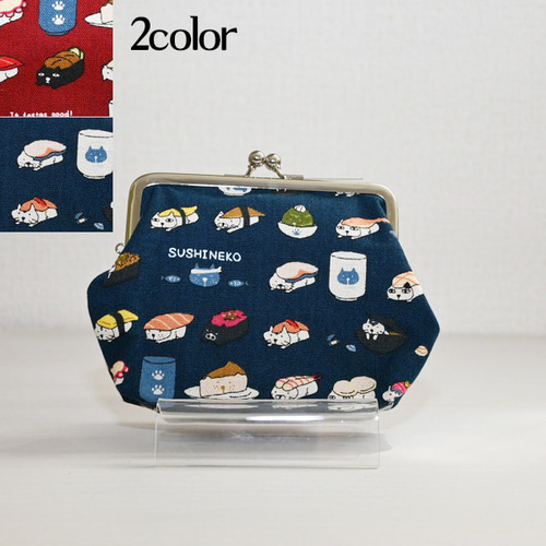 ネコネコししゅう がま口折財布 zucchero filato（ズッケロ フィラート） 日本製 財布 がま口財布