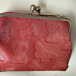 【訳あり】コンパクトなのに大容量な二つ折り財布 エレガントな大人かわいい がま口財布《ピンク》CU218PK 12枚目の画像