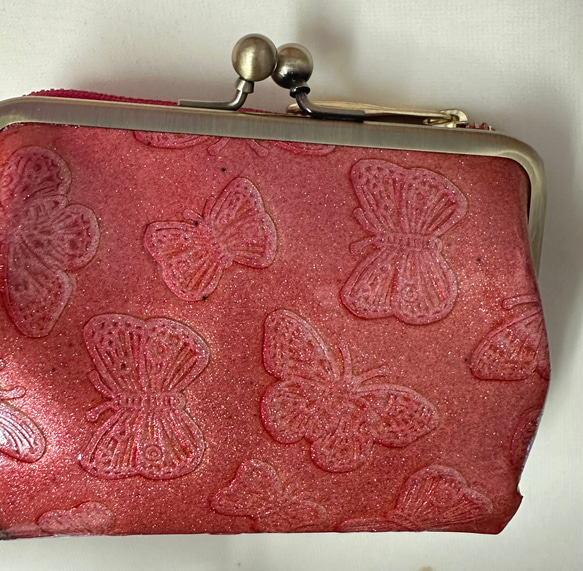 【訳あり】コンパクトなのに大容量な二つ折り財布 エレガントな大人かわいい がま口財布《ピンク》CU218PK 12枚目の画像