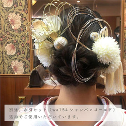 成人式・結婚式/胡蝶蘭とマムのヘッドドレス/造花 タッセルリボン 水引き 髪飾り/白 ホワイト[wa123w] 10枚目の画像