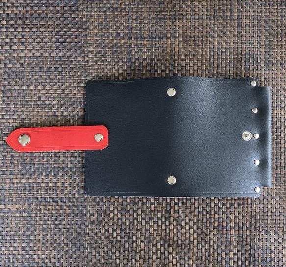 [mini5 BK&amp;R] 附管狀夾支架的系統筆記本 SN5-001bkr 鞣製地板皮革 黑色與紅色皮革筆記本 第7張的照片