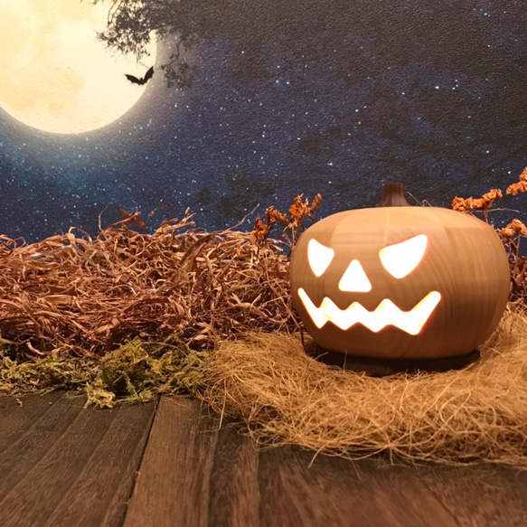 『木製ジャックオーランタン』　パンプキンランプ ハロウィン かぼちゃライト かぼちゃ オーナメント 飾り 11枚目の画像