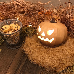 『木製ジャックオーランタン』　パンプキンランプ ハロウィン かぼちゃライト かぼちゃ オーナメント 飾り 9枚目の画像