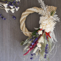 スパイスのドライフラワースワッグ しめ縄 唐辛子 しめ縄