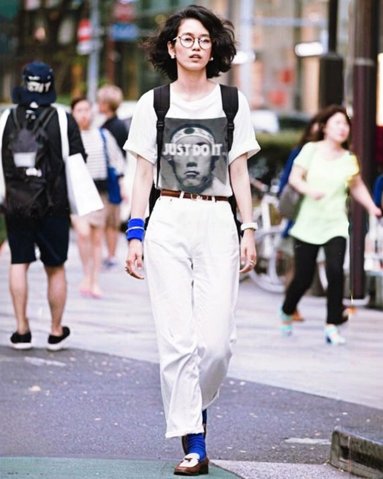 三島由紀夫　JUST DO IT　オンブレフォント　ビッグシルエット　ホワイトTシャツ　【 インクジェット 】